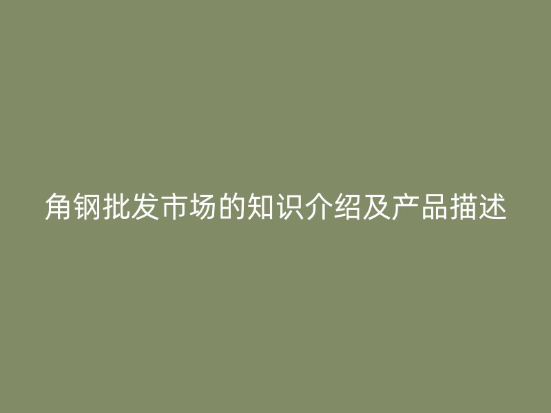 角鋼批發市場的知識介紹及產品描述