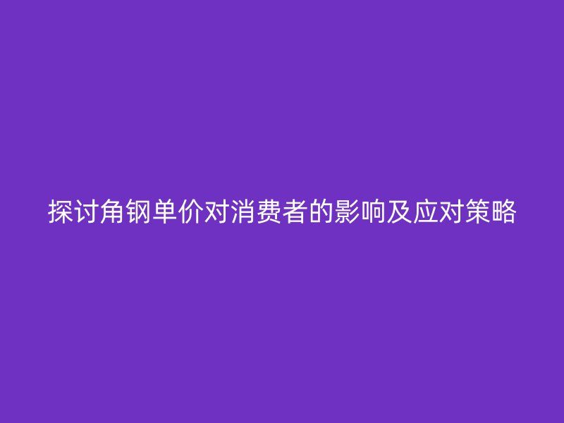 探討角鋼單價(jià)對消費(fèi)者的影響及應(yīng)對策略