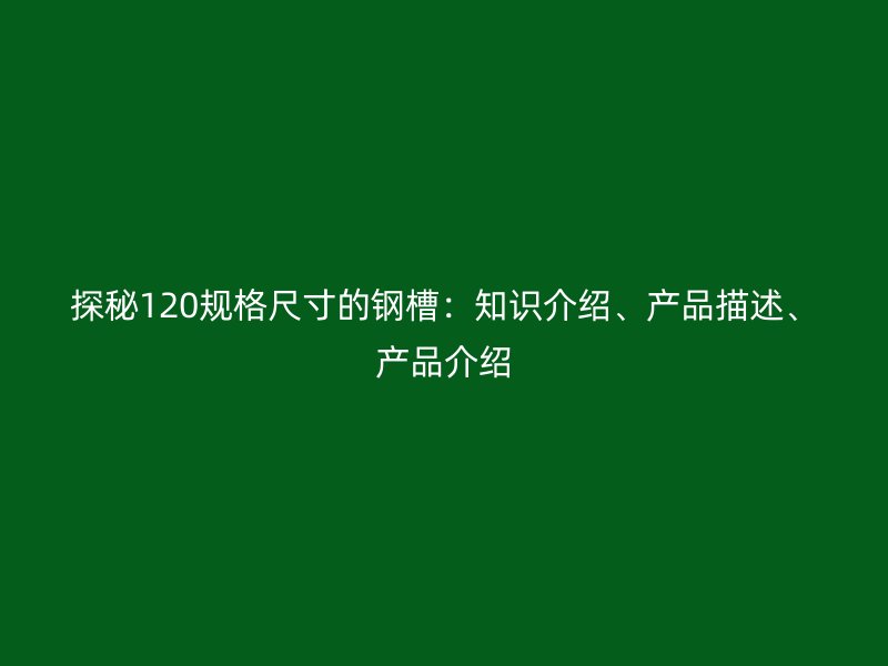 探秘120規格尺寸的鋼槽：知識介紹、產品描述、產品介紹