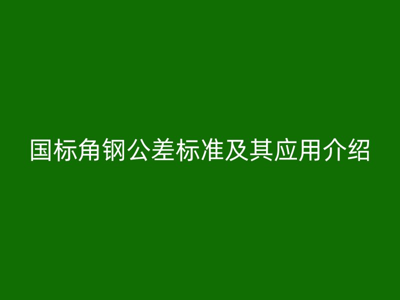 國標角鋼公差標準及其應用介紹