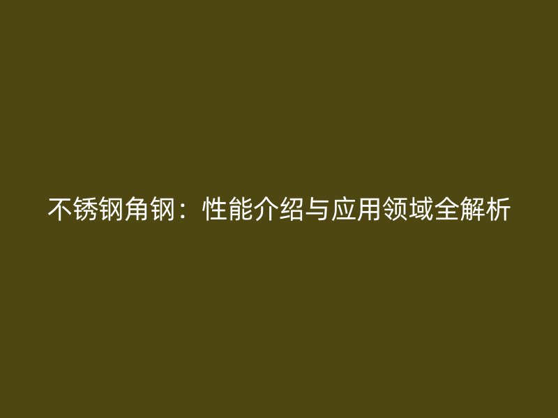 不銹鋼角鋼：性能介紹與應用領域全解析