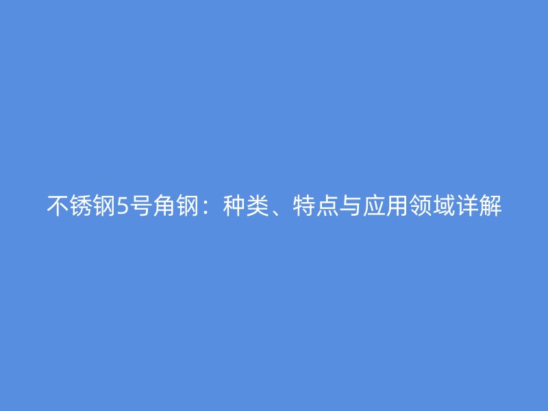 不銹鋼5號角鋼：種類、特點與應用領域詳解