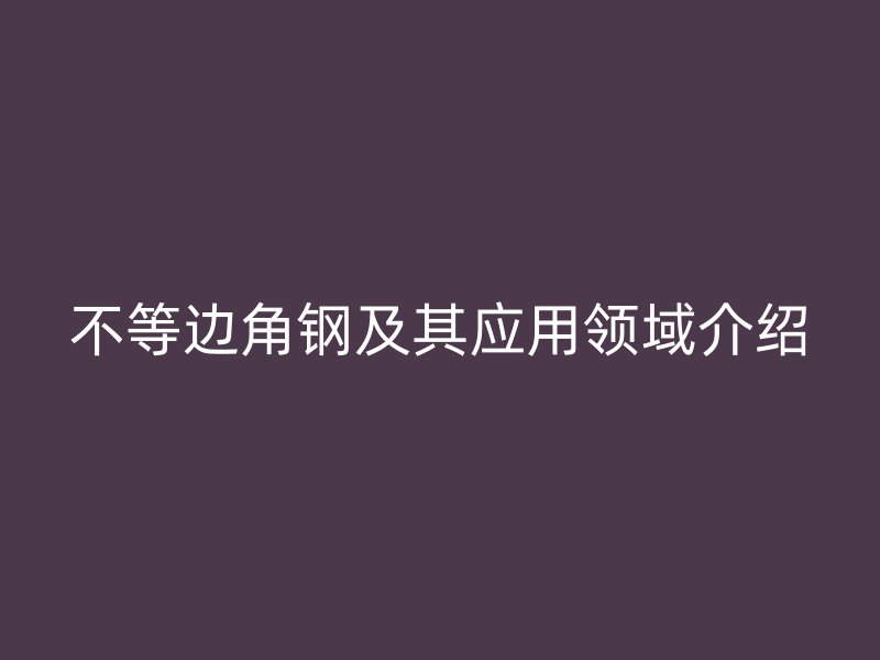 不等邊角鋼及其應用領域介紹
