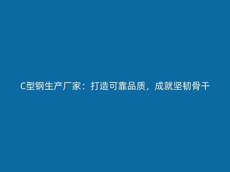 C型鋼生產廠家：打造可靠品質，成就堅韌骨干