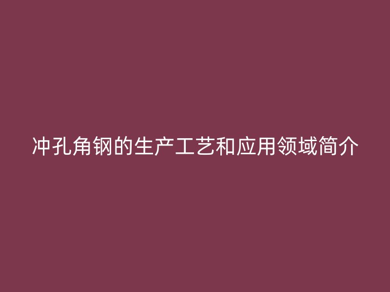 沖孔角鋼的生產工藝和應用領域簡介