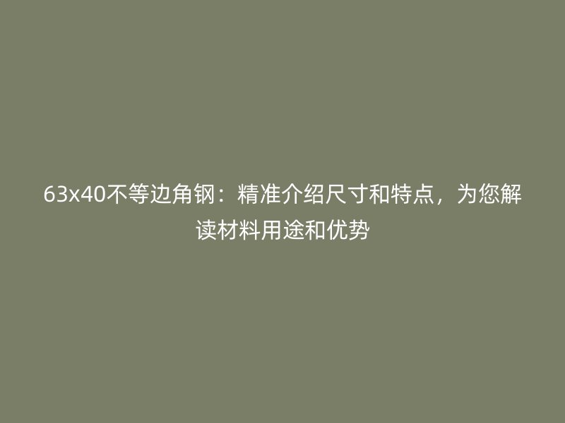63x40不等邊角鋼：精準介紹尺寸和特點，為您解讀材料用途和優勢