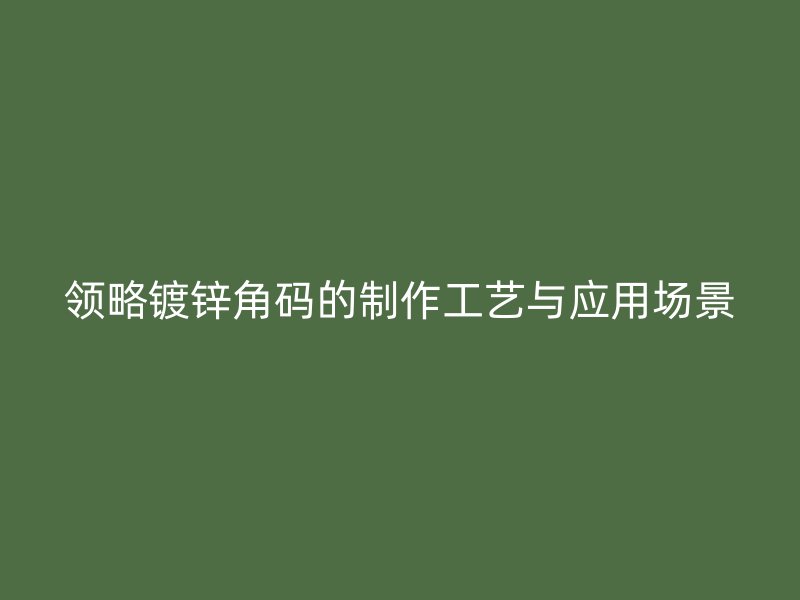 領略鍍鋅角碼的制作工藝與應用場景