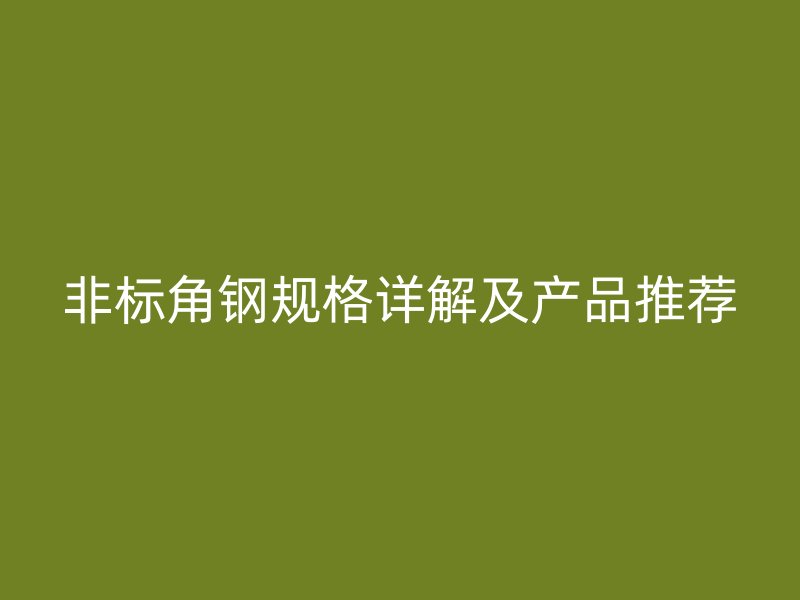 非標角鋼規格詳解及產品推薦