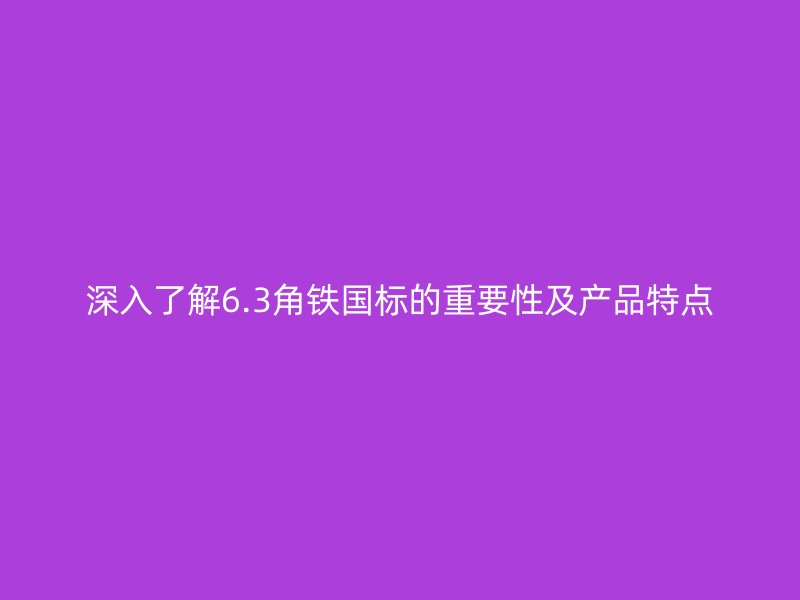 深入了解6.3角鐵國標(biāo)的重要性及產(chǎn)品特點