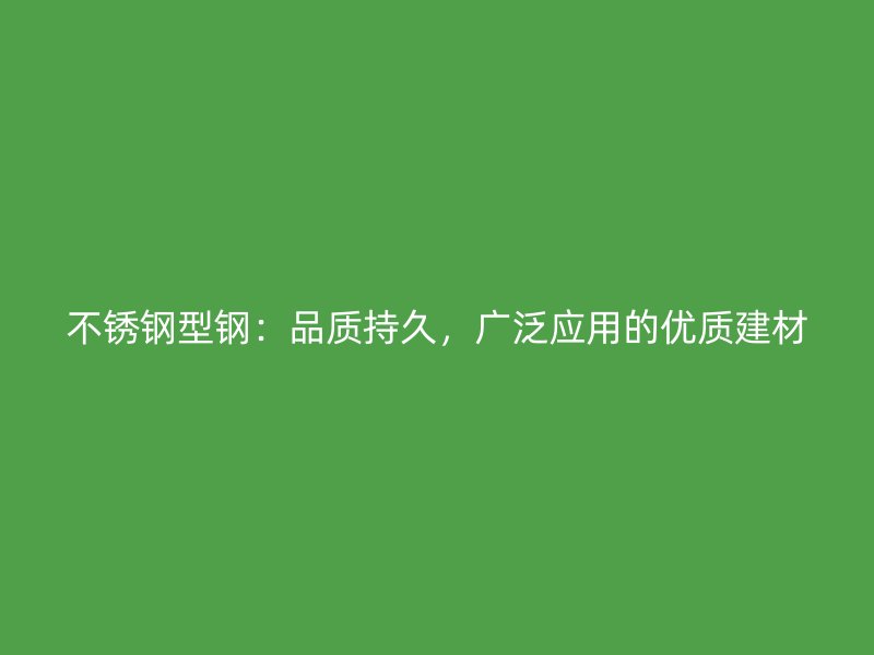 不銹鋼型鋼：品質持久，廣泛應用的優質建材
