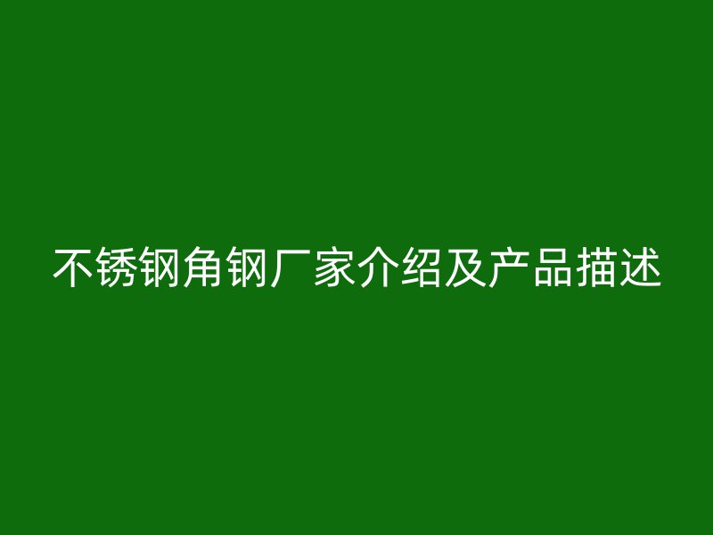 不銹鋼角鋼廠家介紹及產品描述