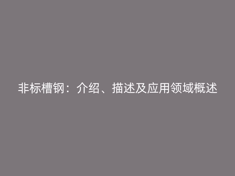非標槽鋼：介紹、描述及應用領域概述
